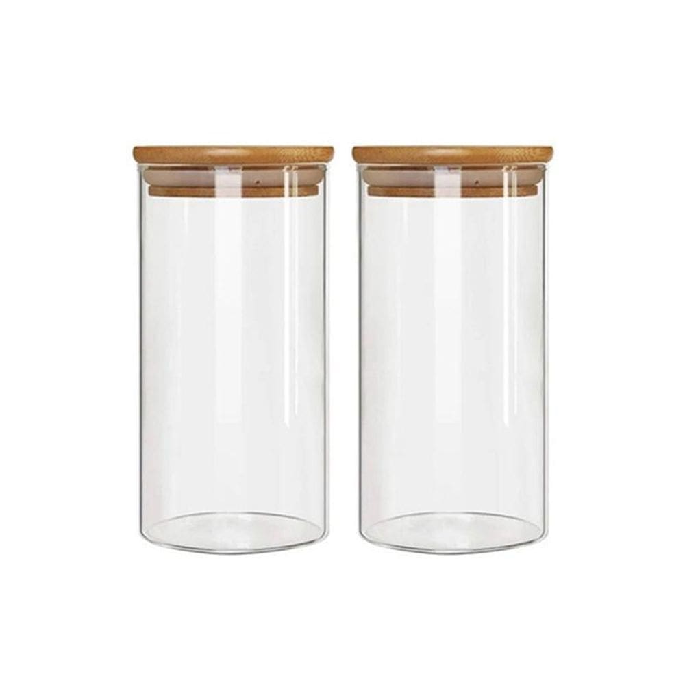 Kit 2 Potes Borossilicato Hermético Tampa Bambu 600Ml Class