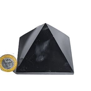 Pirâmide Obsidiana Negra Pedra Natural Baseada Quéops 7,3cm