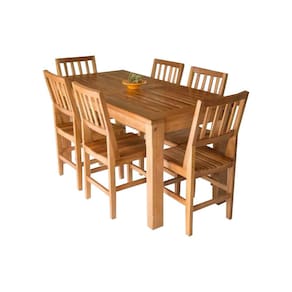 Conjunto de Mesa Ripada 1,60m com 6 Cadeiras em Madeira Maciça