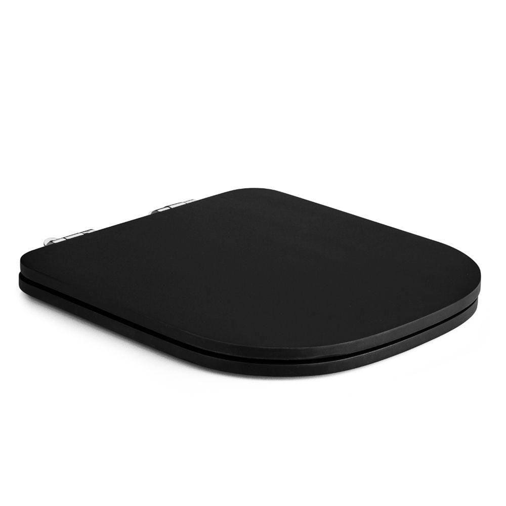 Assento Poliester Soft Close Piano Preto Fosco para vaso Deca