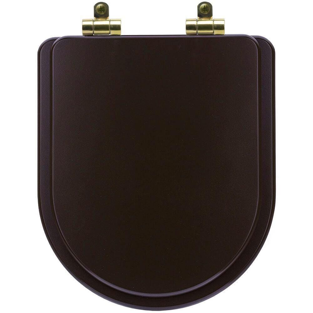Assento Sanitário Poliéster Soft Close Carrara Marrom Fosco para Vaso Deca com Ferragem Dourada