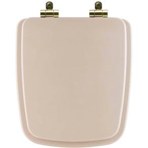 Assento Sanitário Poliéster Soft Close Boss Beige (Bege Fosco) para Vaso Incepa com Ferragem Dourada
