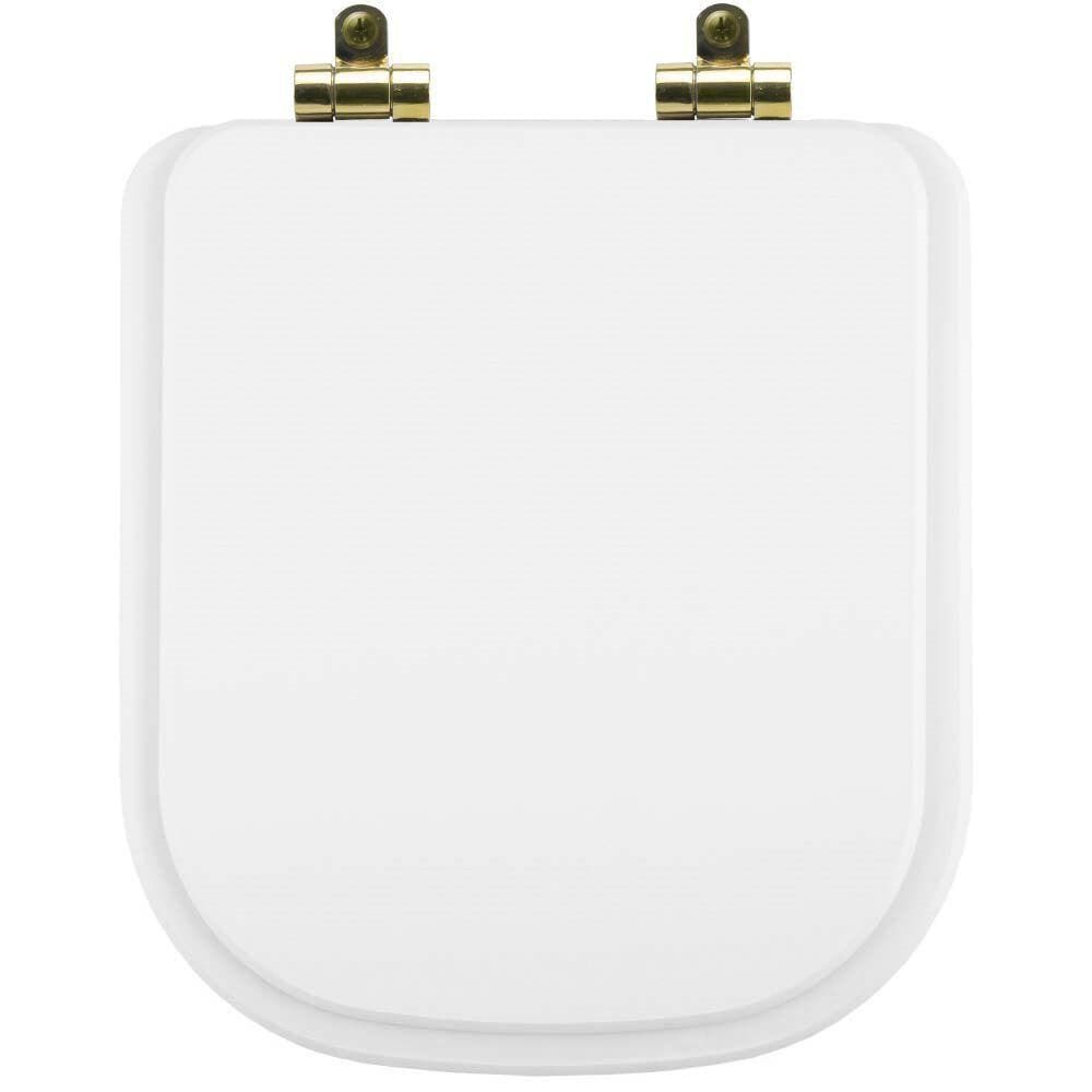 Tampa de Vaso Poliéster Com Amortecedor Piano Branco para Bacia Deca com Ferragem Dourada