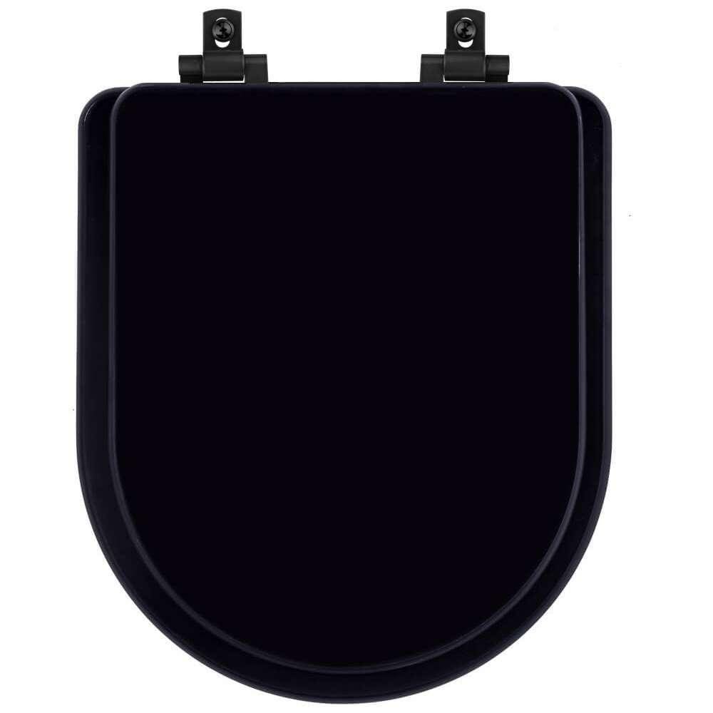 Tampa de Vaso Laqueado Com Fechamento Lento Level Preto para Louça Deca com Ferragem Preta