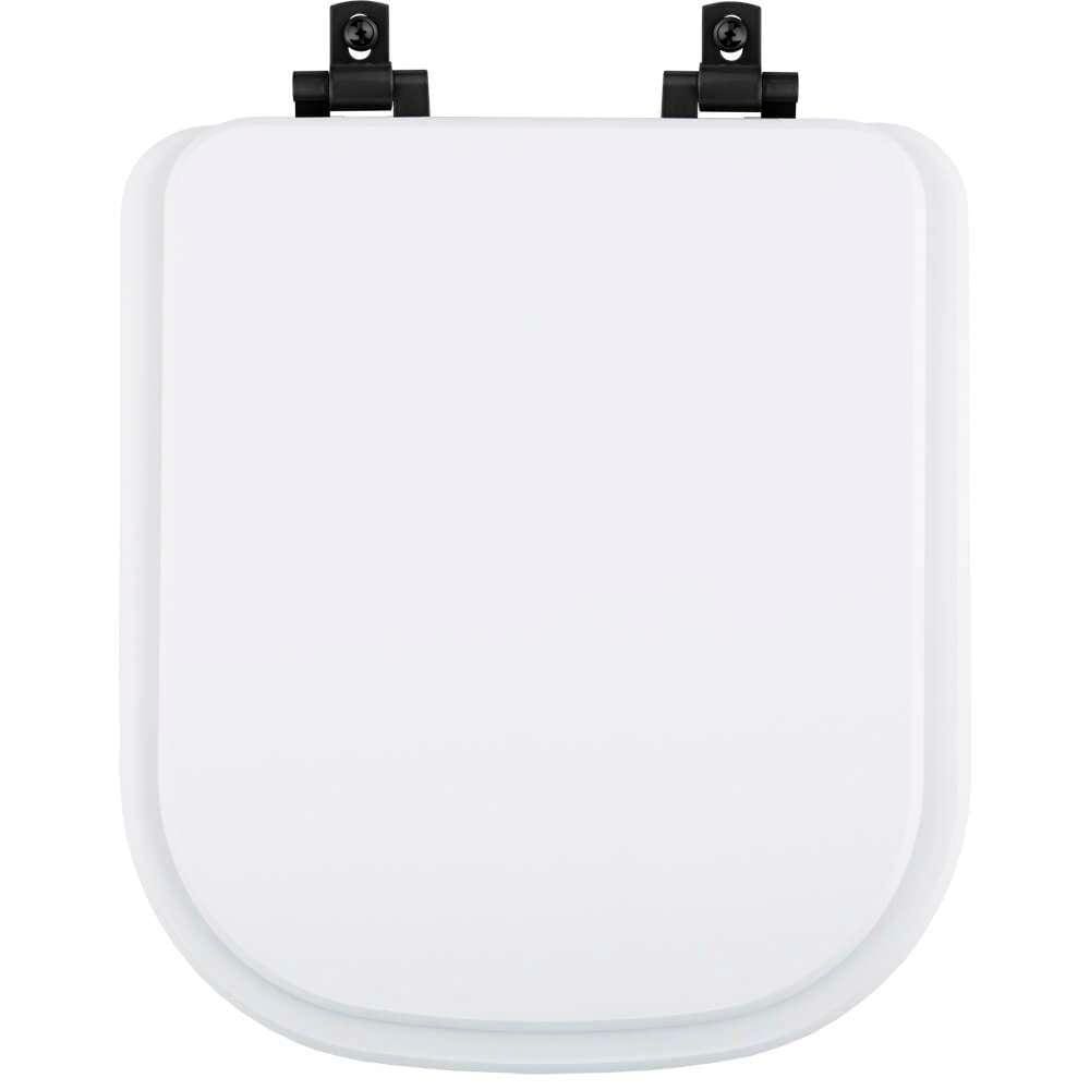 Tampa de Vaso Laqueado Com Amortecedor Quadra Branco para Bacia Deca com Ferragem Preta