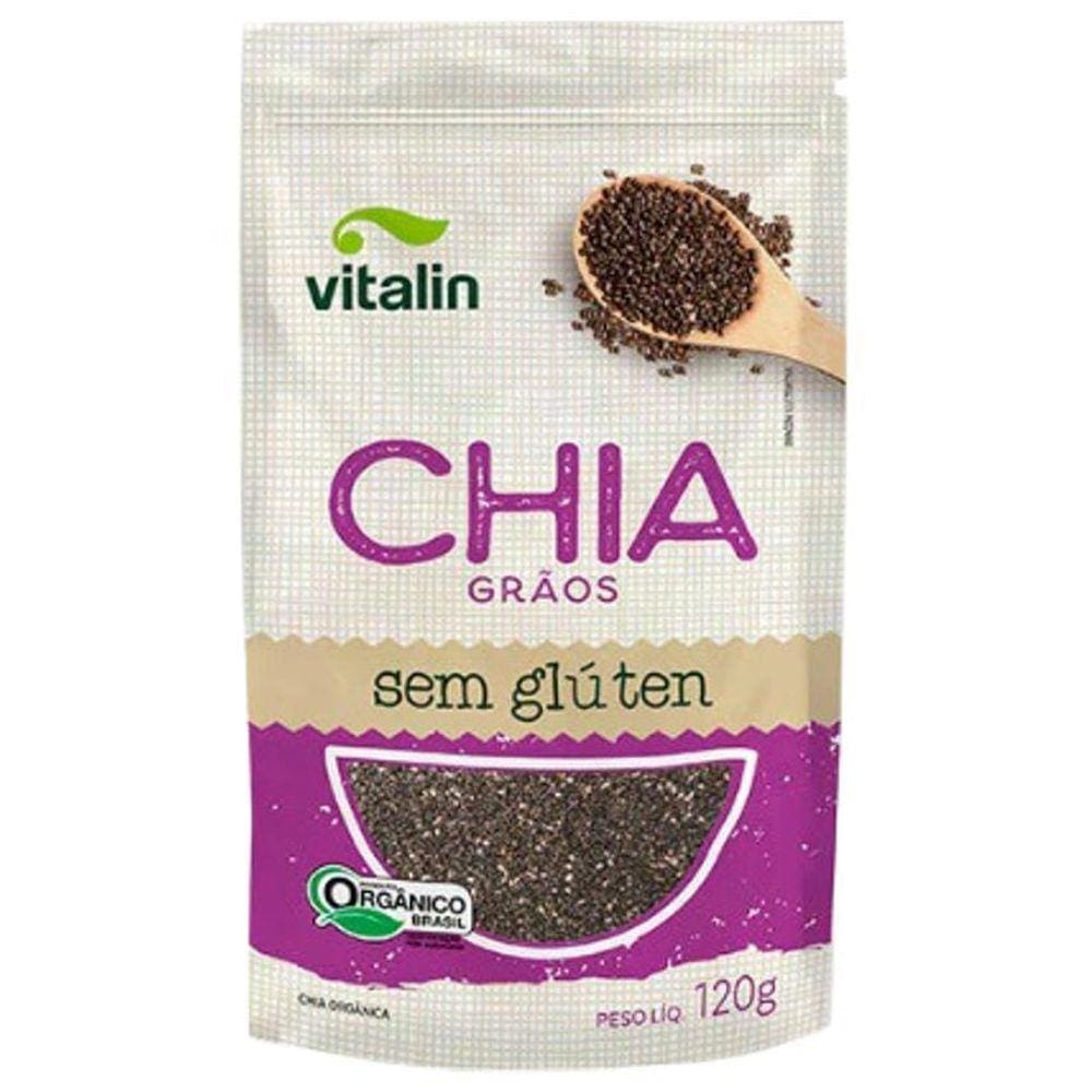 Kit 2X: Chia Em Grãos Orgânica Sem Glúten Vitalin 120G