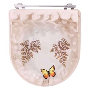 Tampa de Vaso Poliéster Decorada Borboleta Calypso Pêssego para louça Incepa