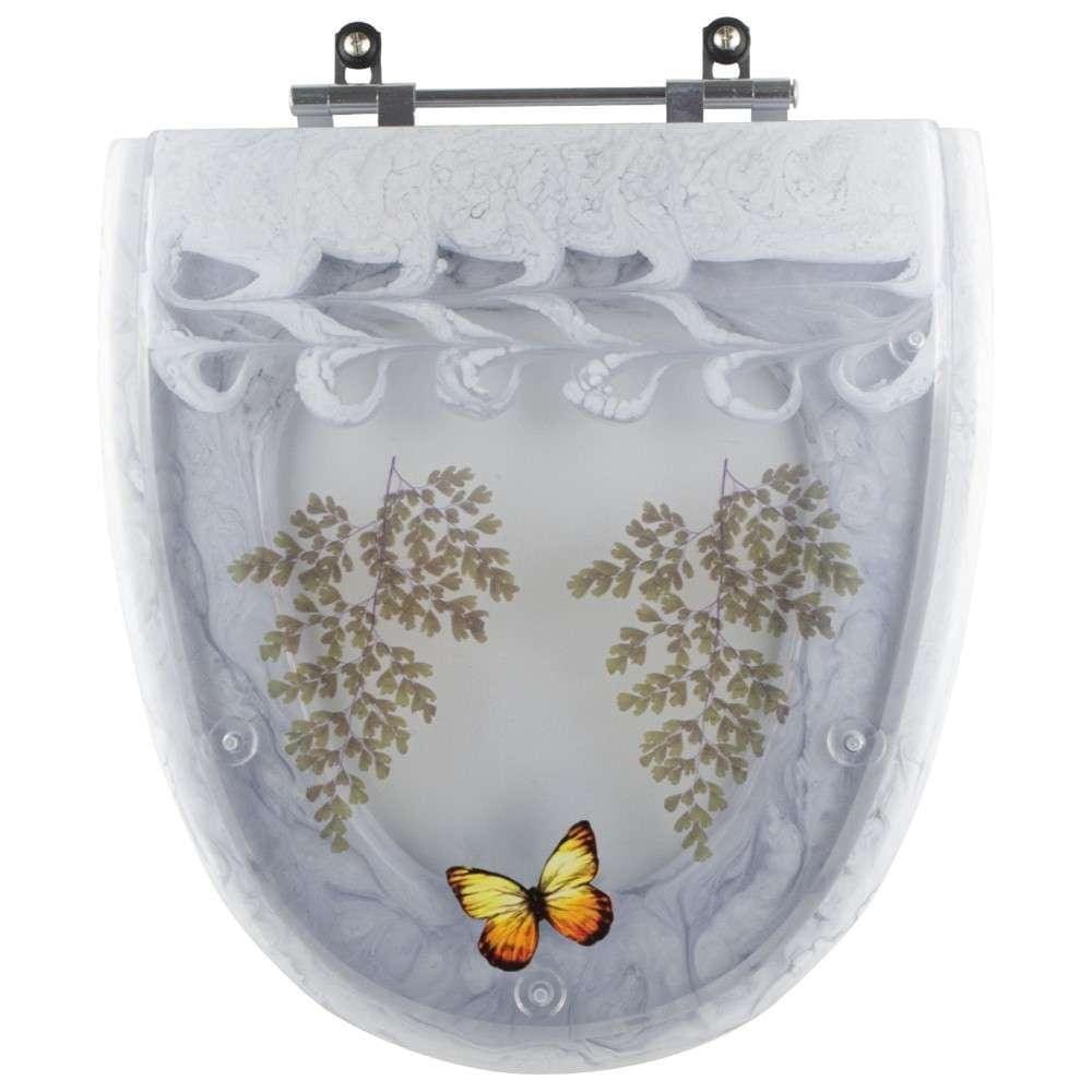 Tampa de Vaso Poliéster Decorada Borboleta Eros Branco para louça Incepa