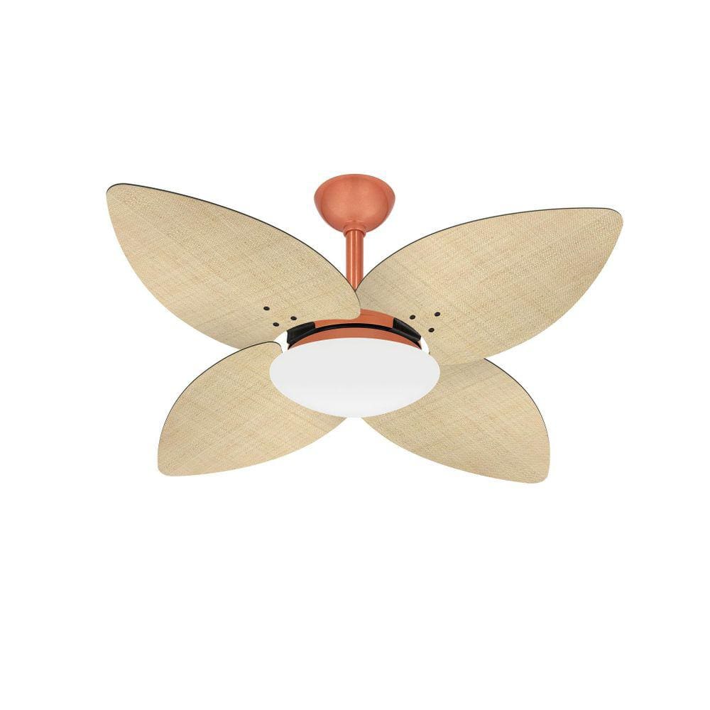 Ventilador Teto Potente Cobre 4 Pás Palha Winds Ventax 220V