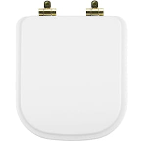 Assento Sanitário Poliéster Soft Close Quadra Branco para Vaso Deca com Ferragem Dourada