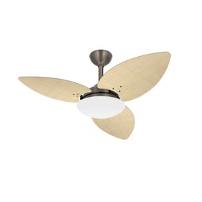 Ventilador Teto Bronze Potente Winds 3 Pás Palha Ventax 220V