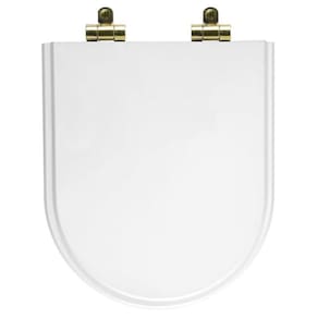 Tampa de Vaso Poliéster Com Amortecedor Level Branco para Bacia Deca com Ferragem Dourada