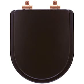 Tampa de Vaso Poliéster Com Amortecedor Nuova Marrom Fosco para Bacia Deca com Ferragem Rose Gold