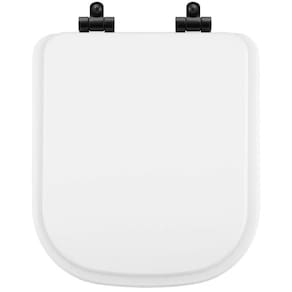 Tampa de Vaso Poliéster Com Amortecedor Piano Branco para Bacia Deca com Ferragem Preta