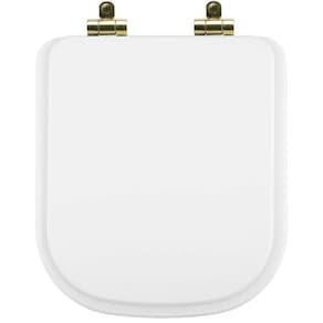Tampa de Vaso Poliéster Com Amortecedor Piano Branco para Bacia Deca com Ferragem Dourada