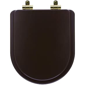 Tampa de Vaso Poliéster Com Fechamento Lento Link/LK Marrom Fosco para Louça Deca com Ferragem Dourada