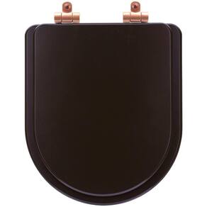 Tampa de Vaso Poliéster Com Fechamento Lento Nuova Marrom Fosco para Louça Deca com Ferragem Rose Gold