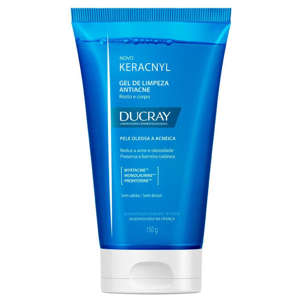 Keracnyl Ducray Gel de Limpeza Antiacne Rosto e Corpo Pele Oleosa a Acneica 150g