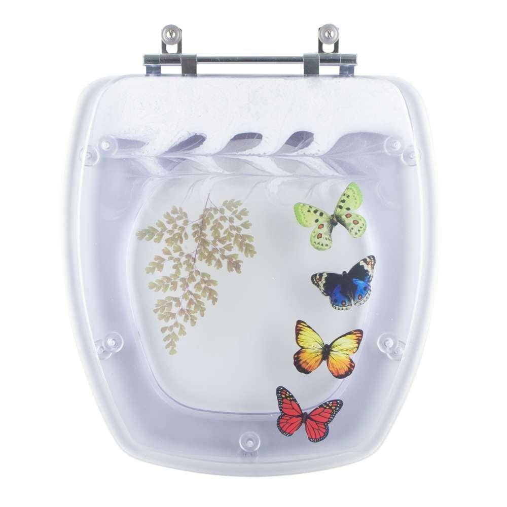 Tampa de Vaso Poliéster Decorada Borboleta Stylus Branco para louça Celite