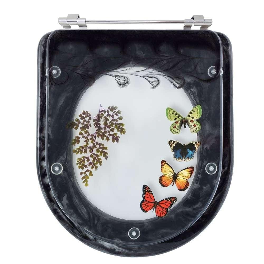 Tampa de Vaso Poliéster Decorada Borboleta Calypso Preto para louça Incepa