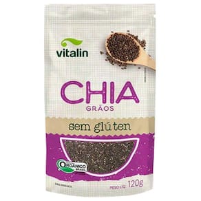 Kit 3X: Chia Em Grãos Orgânica Sem Glúten Vitalin 120G