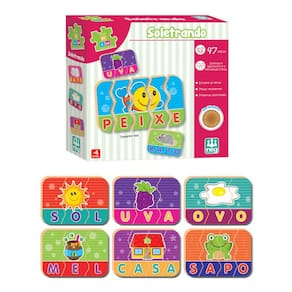 Jogo Educativo Infantil Soletrando Atividades Alfabetização 4 anos + Coleção Be A Bá 47 peças NIG