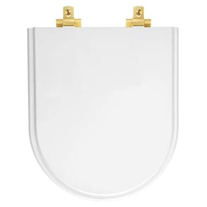 Tampa de Vaso Laqueado Com Fechamento Lento Nuova Branco para Louça Deca com Ferragem Dourada