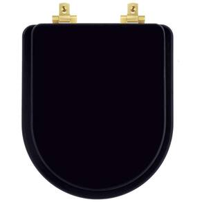 Assento Sanitário MDF Soft Close Duna Preto para Vaso Deca com Ferragem Dourada