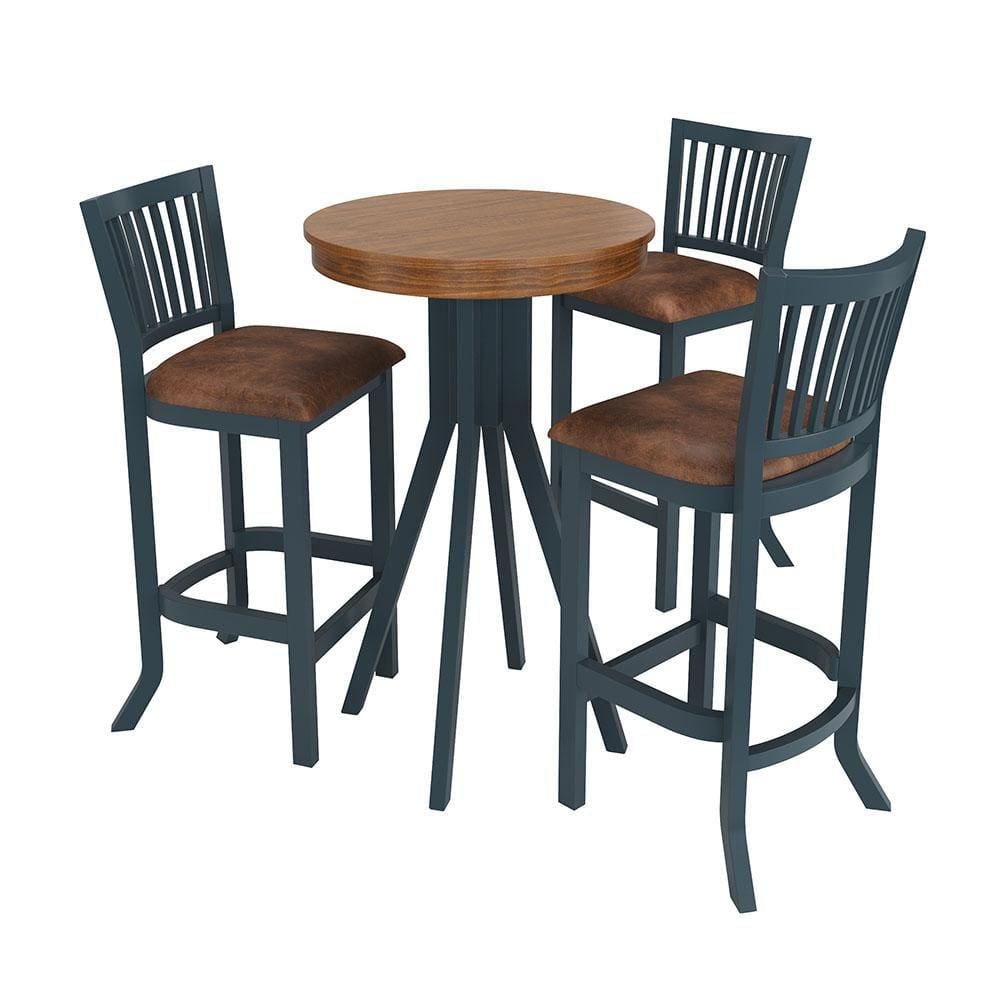Conjunto Mesa Bistrô com 3 Banquetas Azul Petróleo Sevilha