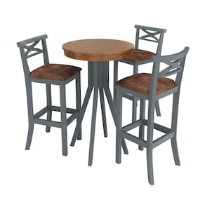 Conjunto Mesa Bistrô com 3 Banquetas Cinza Valência