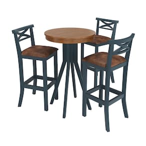 Conjunto Mesa Bistrô com 3 Banquetas Azul Petróleo Valência