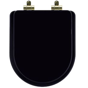 Tampa de Vaso Poliéster Com Amortecedor Level Preto para Bacia Deca com Ferragem Dourada