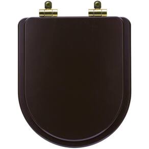 Tampa de Vaso Poliéster Com Fechamento Lento Link/LK Marrom Fosco para Louça Deca com Ferragem Dourada