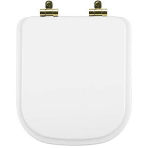 Tampa de Vaso Poliéster Com Fechamento Lento Piano Branco para Louça Deca com Ferragem Dourada