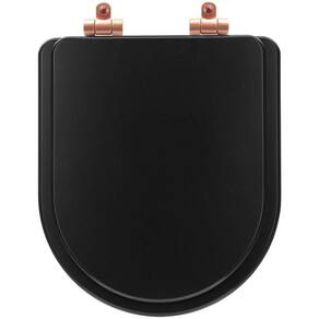 Tampa de Vaso Poliéster Com Fechamento Lento Smart Onix (Preto Fosco) para Louça Celite com Ferragem Rose Gold