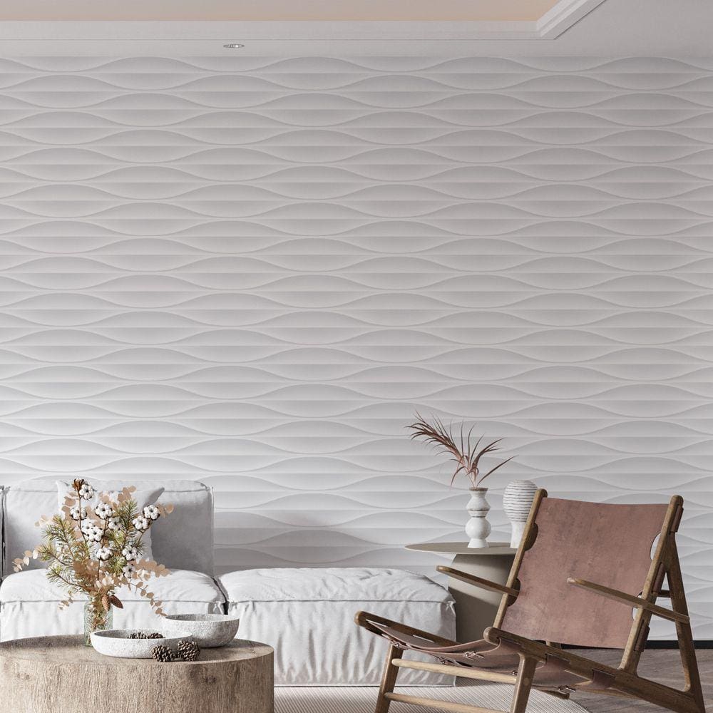 Papel De Parede Adesivo Geométrico Ondulado Branco - 3,0m