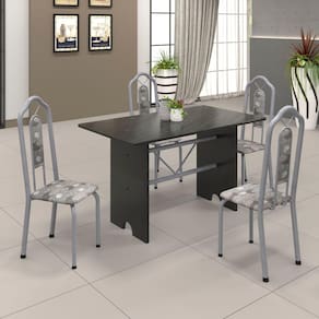Conjunto de Mesa 070 120x75cm Tampo Ardósia com 4 Cadeiras Bianca Soma Móveis Paraopeba / Mart Perola