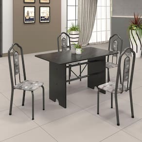 Conjunto de Mesa 070 120x75cm Tampo Ardósia com 4 Cadeiras Bianca Soma Móveis Paraopeba / Mart Prata