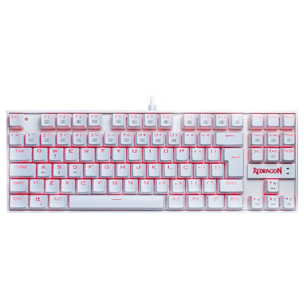 Teclado Gamer Mecânico Redragon Kumara, Branco, Switch Outemu Blue, Led Vermelho, Abnt2 - K552W-2 (Blue)