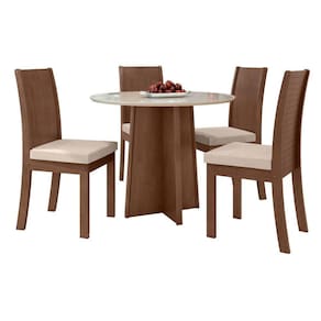 Conjunto Mesa Celebrare 100cm Tampo Mdf/vidro 4 Cadeiras