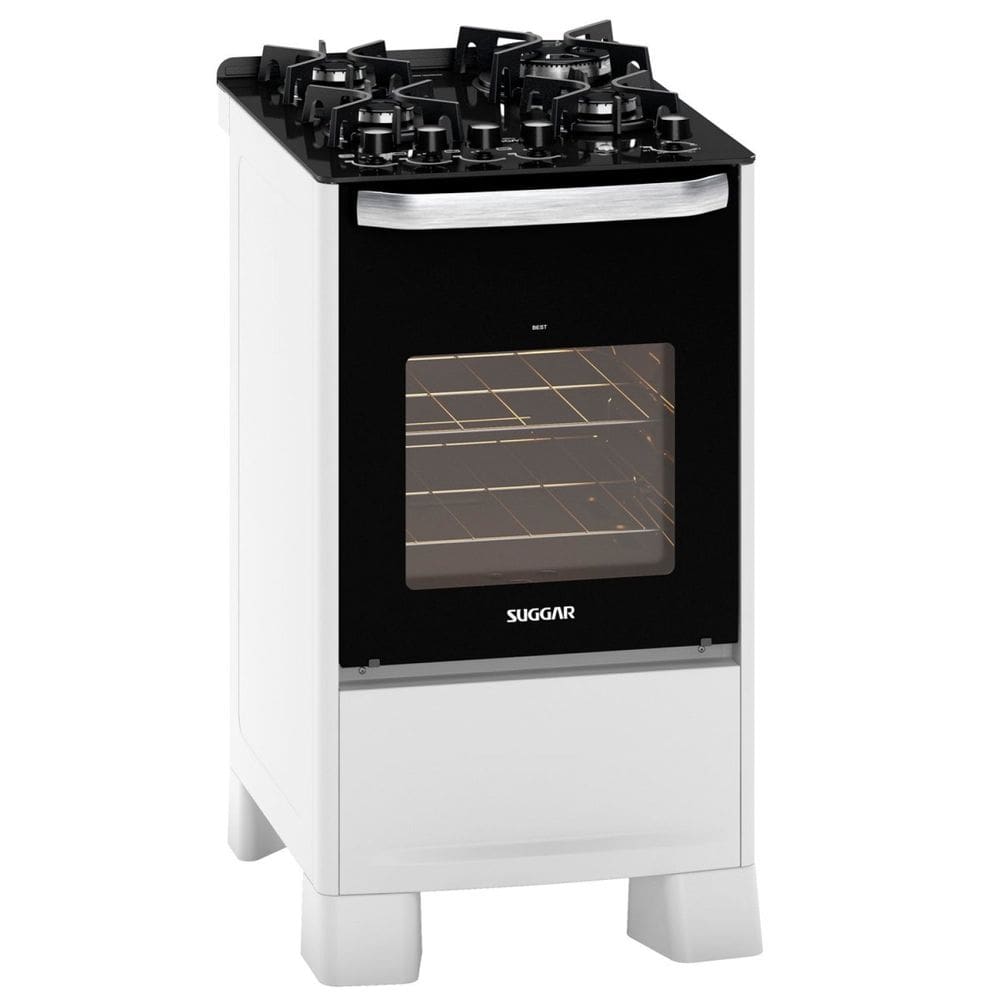 Fogão Mesa de Vidro 4 Queimadores 127v Best Grill Suggar Branco