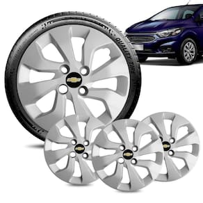 Jogo 4 Calota Chevrolet Onix aro 14 2017 18 a 20 Prata Pret