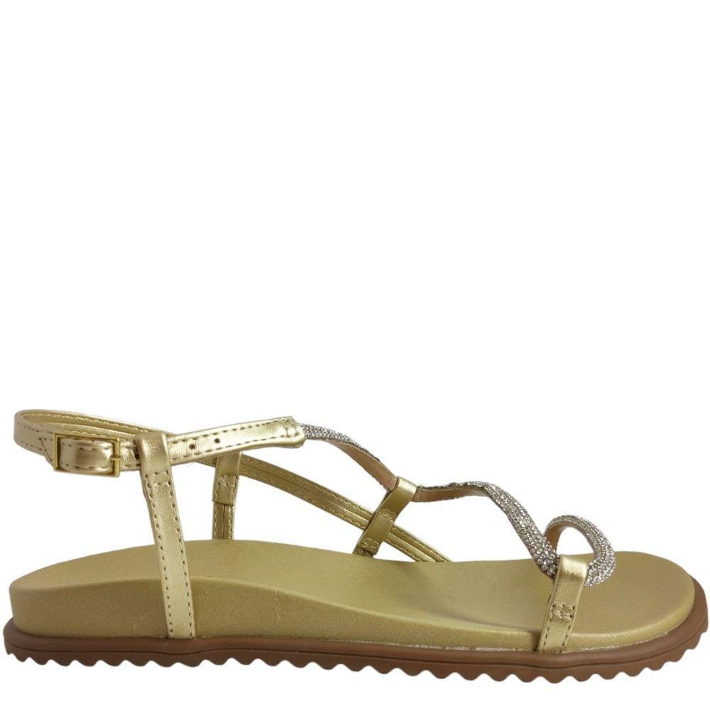 Sandália Rasteira Flat Feminina Papete Casual Dia a Dia com Strass Sua Cia 8333.14582v24