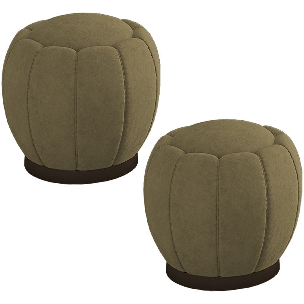 Kit 2 Puff Puf Para Sala Base Metal Tull Veludo SL 945 Peer
