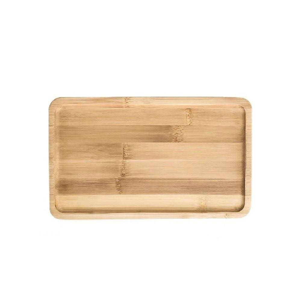Petisqueira Bandeja Retangular De Bambu Multiúso 25x18cm