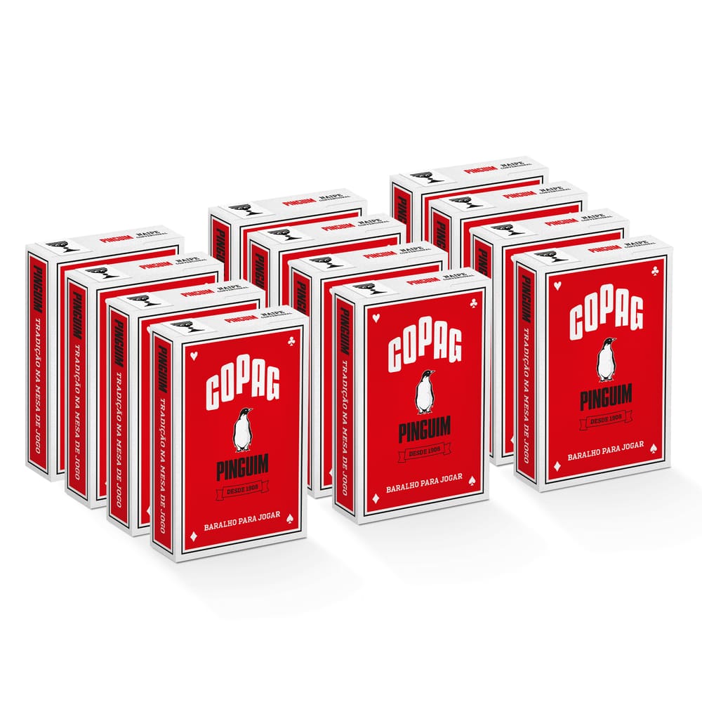 Kit 12 Unidades Baralho Pinguim Vermelho