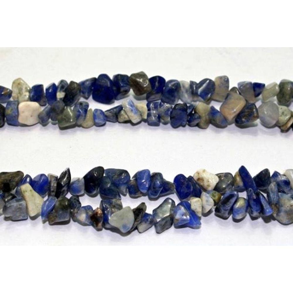 Fio Sodalita eQuartzo Azul Cascalho ExtraFurado a Laser 90cm