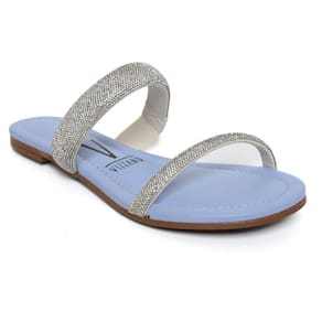 Rasteira Vizzano Strass Tira Pronta Feminina - Azul Claro