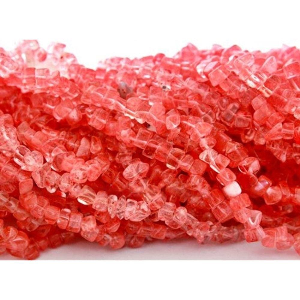 Fio Cherry Rosa Cascalho Pedra Furado a Laser 90 cm