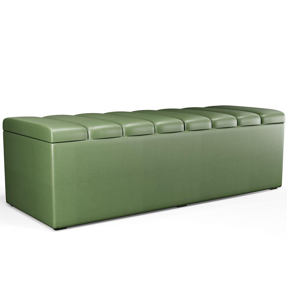 Calçadeira Recamier Baú Para Cama De Casal King Dália 195x50 cm W01 Couríssimo Verde Musgo - Lyam